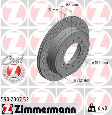 ZIMMERMANN 590.2807.52 Fren Sistemleri Fren Diski - TOYOTA LAND CRUISER 90 (_J9_) uyumlu