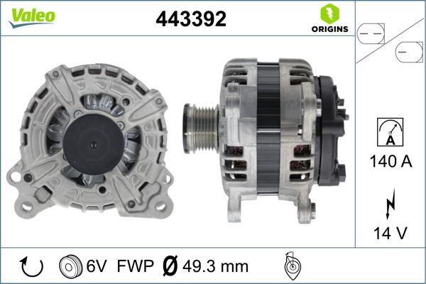 VALEO 443392 Elektrik Sistemi Alternatör - SKODA YETI (5L) uyumlu
