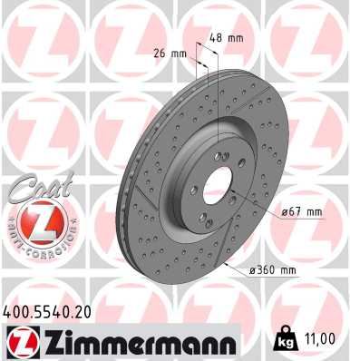 ZIMMERMANN 400.5540.20 Fren Sistemleri Fren Diski - MERCEDES-BENZ GLC (X253) uyumlu