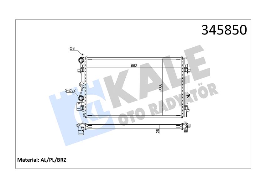 KALE OTO RADYATÖR 345850 Soğutma Sistemi Su Soğutucu & Parçaları - AUDI A1 (8X1, 8XK) uyumlu