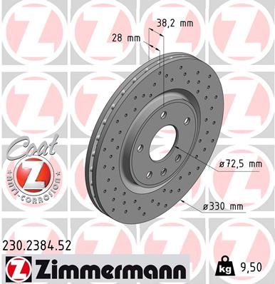 ZIMMERMANN 230.2384.52 Fren Sistemleri Fren Diski - FIAT FREEMONT (345_) uyumlu