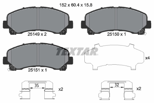 TEXTAR 2514901 Fren Sistemleri Fren Balatası - ISUZU D-MAX I (TFR, TFS) uyumlu