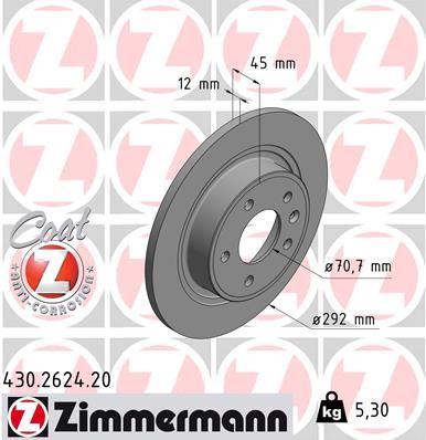 ZIMMERMANN 430.2624.20 Fren Sistemleri Fren Diski - OPEL ASTRA J Sports Tourer (P10) uyumlu