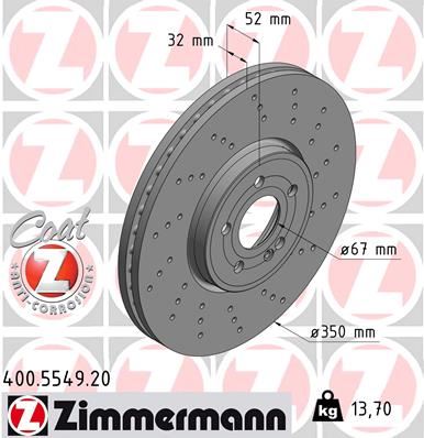 ZIMMERMANN 400.5549.20 Fren Sistemleri Fren Diski - MERCEDES-BENZ CLA (C118) uyumlu