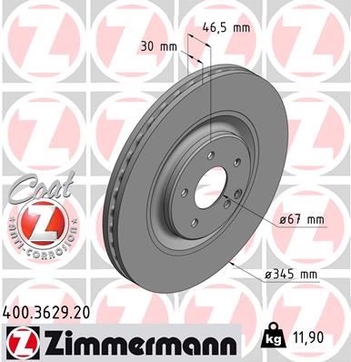 ZIMMERMANN 400.3629.20 Fren Sistemleri Fren Diski - MERCEDES-BENZ CLK (C209) uyumlu