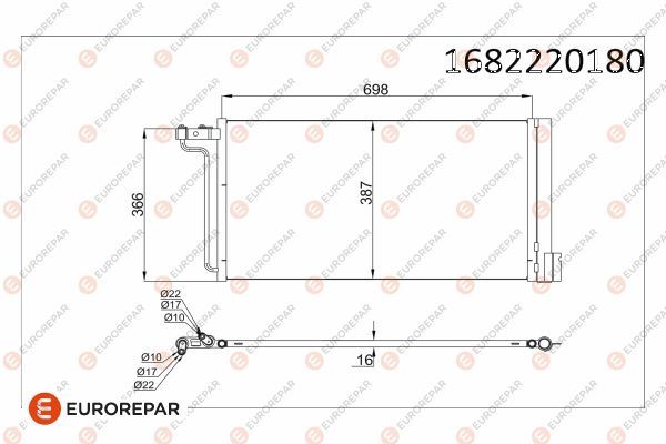 EUROREPAR 1682220180 İklimlendirme Sistemi Klima Radyatörü - FORD C-MAX II (DXA/CB7, DXA/CEU) uyumlu