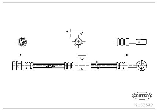 CORTECO 19033542 Fren Sistemleri Fren Hortumları - HYUNDAI SONATA III (Y-3) uyumlu