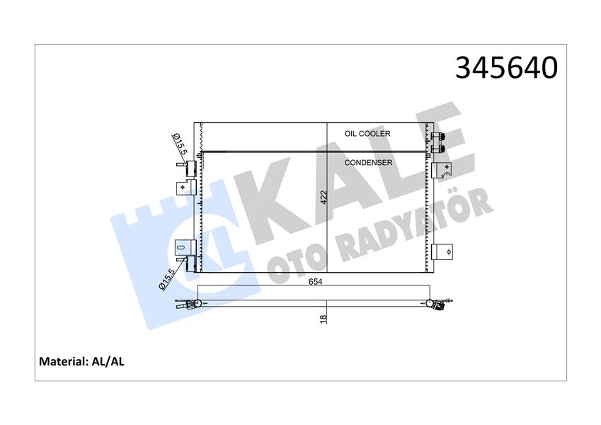 KALE OTO RADYATÖR 345640 İklimlendirme Sistemi Klima Radyatörü - CHRYSLER SEBRING (JS) uyumlu