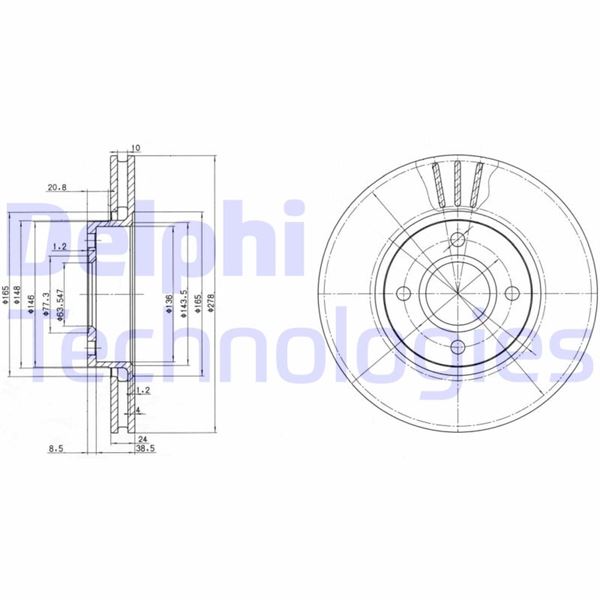 DELPHI BG3056 Fren Sistemleri Fren Diski - FORD MONDEO I (GBP) uyumlu