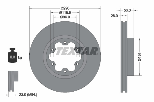 TEXTAR 93240600 Fren Sistemleri Fren Diski - NISSAN CABSTAR (F24M, F24W) uyumlu