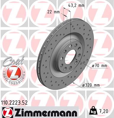 ZIMMERMANN 110.2223.52 Fren Sistemleri Fren Diski - ALFA ROMEO GIULIA (952_) uyumlu