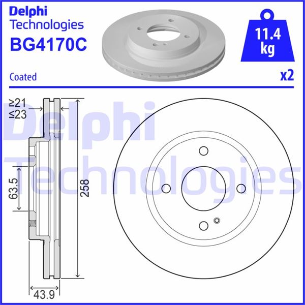 DELPHI BG4170C Fren Sistemleri Fren Diski - FORD FIESTA VI (CB1, CCN) uyumlu
