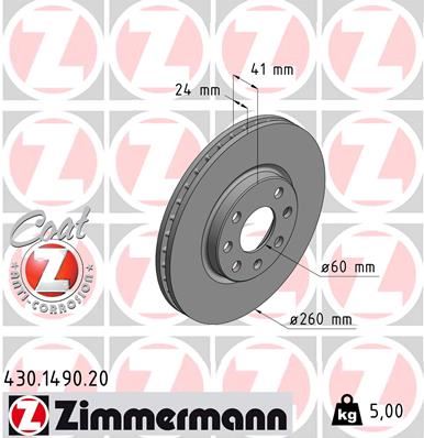 ZIMMERMANN 430.1490.20 Fren Sistemleri Fren Diski - OPEL MERIVA A MPV (X03) uyumlu