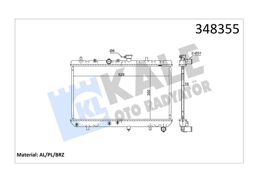 KALE OTO RADYATÖR 348355 Soğutma Sistemi Su Soğutucu & Parçaları - KIA RIO I Hatchback (DC) uyumlu