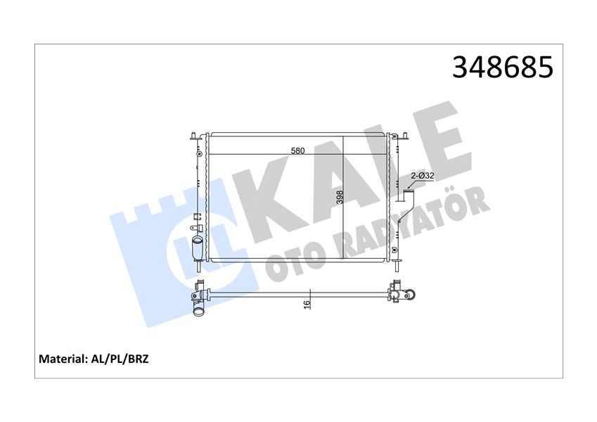 KALE OTO RADYATÖR 348685 Soğutma Sistemi Su Soğutucu & Parçaları - DACIA LOGAN Pick-up (US_) uyumlu