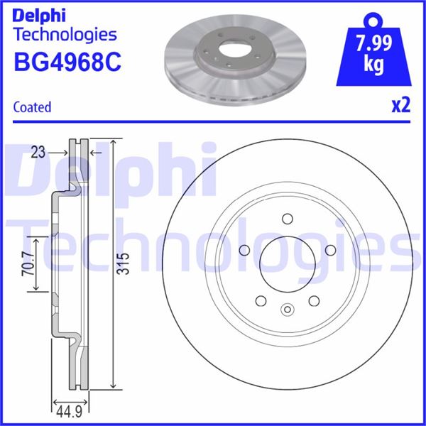 DELPHI BG4968C Fren Sistemleri Fren Diski - OPEL INSIGNIA B Grand Sport (Z18) uyumlu