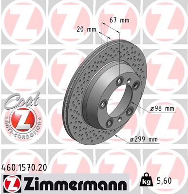 ZIMMERMANN 460.1570.20 Fren Sistemleri Fren Diski - PORSCHE BOXSTER (981) uyumlu