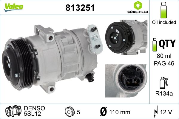VALEO 813251 İklimlendirme Sistemi Kompresör Parçaları - OPEL CORSA D (S07) uyumlu