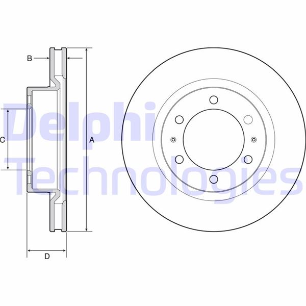 DELPHI BG4925C Fren Sistemleri Fren Diski - TOYOTA HILUX VII Pick-up (_N1_, _N2_, _N3_) uyumlu