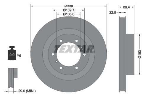 TEXTAR 92223903 Fren Sistemleri Fren Diski - TOYOTA LAND CRUISER PRADO (_J15_) uyumlu