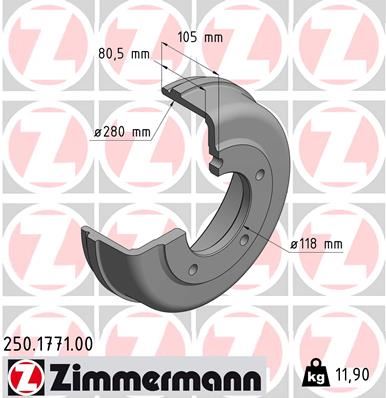 ZIMMERMANN 250.1771.00 Fren Sistemleri Fren Kampanası - FORD TRANSIT Minibüs/Otobüs (FD_ _, FB_ _, FS_ _, FZ_ _, FC_ _) uyumlu