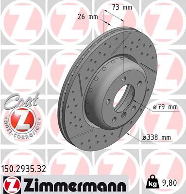 ZIMMERMANN 150.2935.32 Fren Sistemleri Fren Diski - BMW 3 Touring (E91) uyumlu
