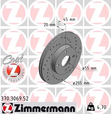ZIMMERMANN 370.3069.52 Fren Sistemleri Fren Diski - MAZDA MX-5 I (NA) uyumlu