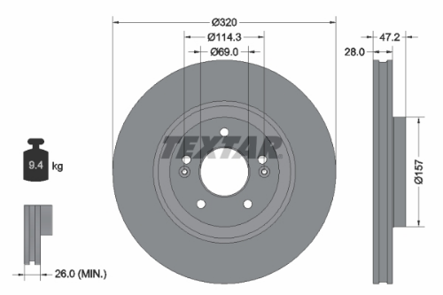 TEXTAR 92306303 Fren Sistemleri Fren Diski - HYUNDAI TUCSON (TL, TLE) uyumlu
