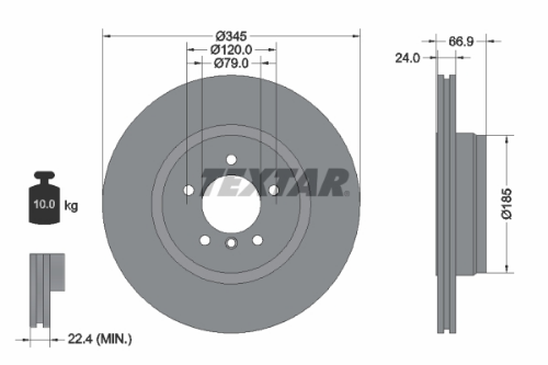 TEXTAR 92123203 Fren Sistemleri Fren Diski - BMW 7 (E65, E66, E67) uyumlu