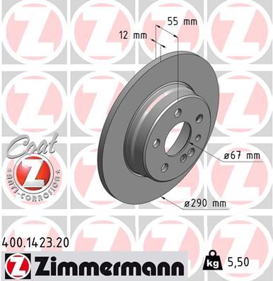 ZIMMERMANN 400.1423.20 Fren Sistemleri Fren Diski - MERCEDES-BENZ S-SERISI (W140) uyumlu