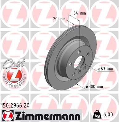 ZIMMERMANN 150.2966.20 Fren Sistemleri Fren Diski - BMW 3 (G20, G80, G28) uyumlu