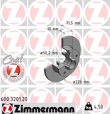 ZIMMERMANN 600.3201.20 Fren Sistemleri Fren Diski - VW PASSAT B3/B4 (3A2, 35I) uyumlu
