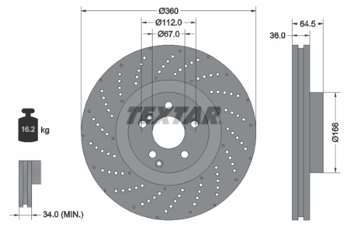 TEXTAR 92260305 Fren Sistemleri Fren Diski - MERCEDES-BENZ C-SERISI Coupe (C204) uyumlu