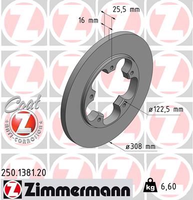 ZIMMERMANN 250.1381.20 Fren Sistemleri Fren Diski - FORD TRANSIT V363 Minibüs/Otobüs (FAD, FBD) uyumlu