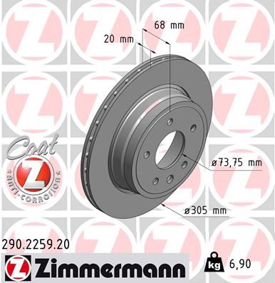 ZIMMERMANN 290.2259.20 Fren Sistemleri Fren Diski - JAGUAR XJSC Convertible (X27) uyumlu