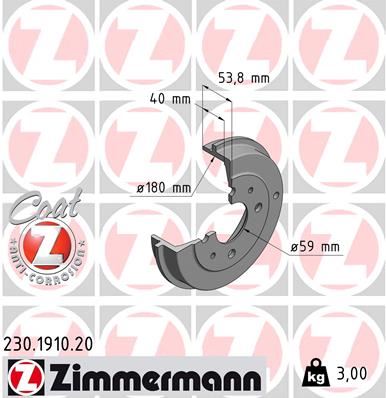 ZIMMERMANN 230.1910.20 Fren Sistemleri Fren Kampanası - FIAT PANDA (169_) uyumlu