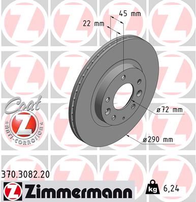 ZIMMERMANN 370.3082.20 Fren Sistemleri Fren Diski - MAZDA MX-5 III (NC) uyumlu