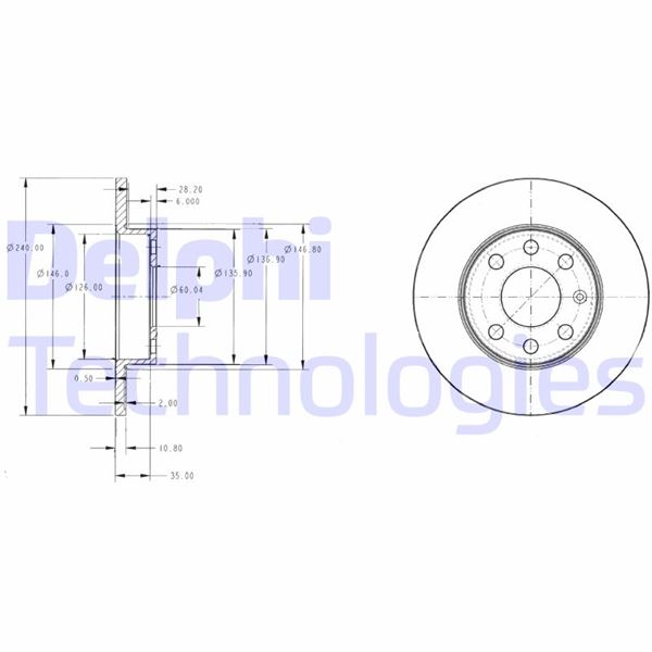 DELPHI BG3567 Fren Sistemleri Fren Diski - OPEL CORSA C Kasa/eğik arka (X01) uyumlu