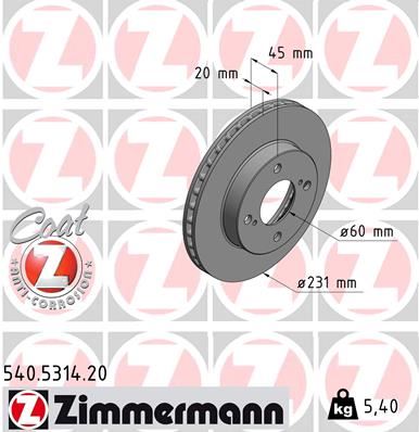 ZIMMERMANN 540.5314.20 Fren Sistemleri Fren Diski - SUZUKI IGNIS III (MF, FF) uyumlu