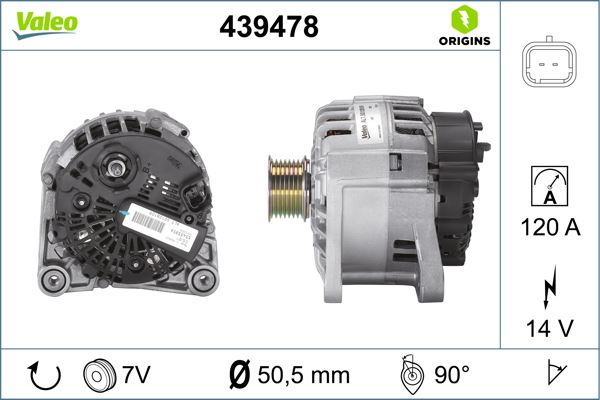 VALEO 439478 Elektrik Sistemi Alternatör - RENAULT MEGANE II Station wagon (KM0/1_) uyumlu