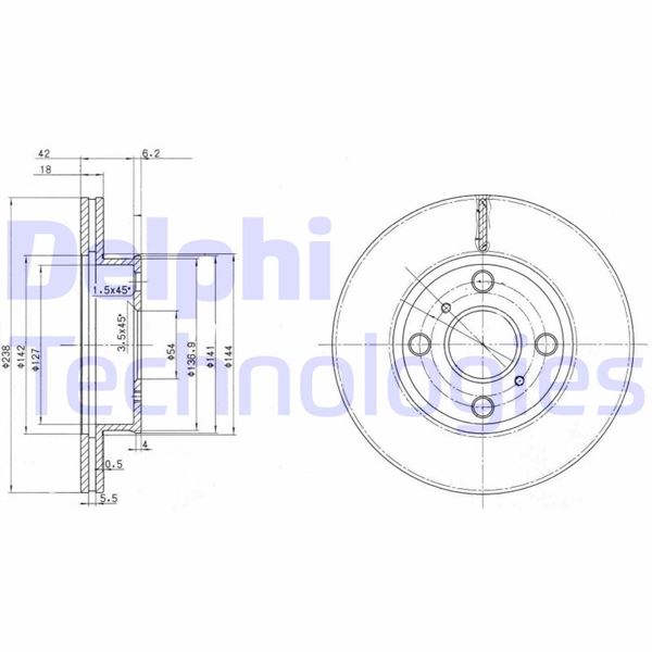 DELPHI BG2424 Fren Sistemleri Fren Diski - TOYOTA COROLLA Liftback (_E8_) uyumlu