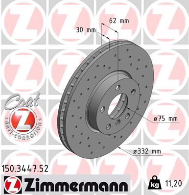 ZIMMERMANN 150.3447.52 Fren Sistemleri Fren Diski - BMW X5 (E70) uyumlu