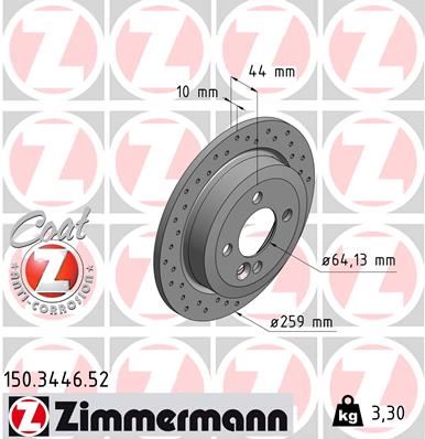 ZIMMERMANN 150.3446.52 Fren Sistemleri Fren Diski - MINI MINI (R56) uyumlu