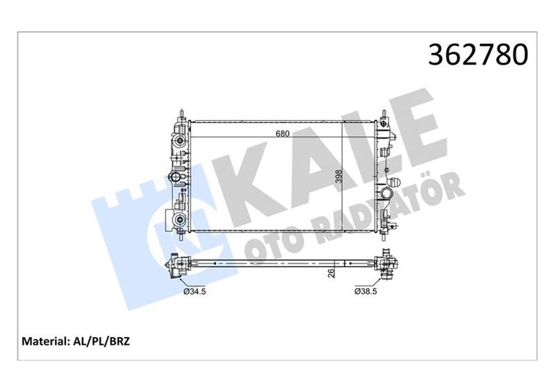 KALE OTO RADYATÖR 362780 Soğutma Sistemi Su Soğutucu & Parçaları - OPEL ASTRA J Sports Tourer (P10) uyumlu
