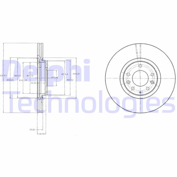 DELPHI BG4332 Fren Sistemleri Fren Diski - MAZDA 6 Sedan (GG) uyumlu