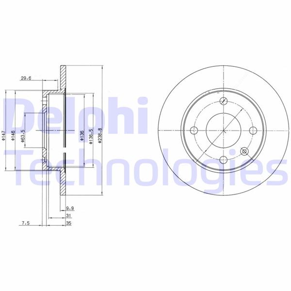 DELPHI BG2439 Fren Sistemleri Fren Diski - FORD FIESTA III (GFJ) uyumlu