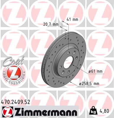 ZIMMERMANN 470.2409.52 Fren Sistemleri Fren Diski - RENAULT 19 II (B/C53_) uyumlu
