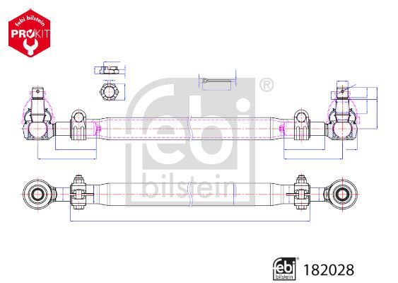 FEBI BILSTEIN 182028 Direksiyon Sistemi Kısa Rot & İtici Çubuk - VOLVO FL II uyumlu