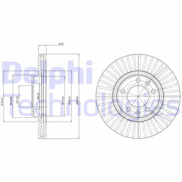 DELPHI BG3835C Fren Sistemleri Fren Diski - PEUGEOT 508 I (8D_) uyumlu