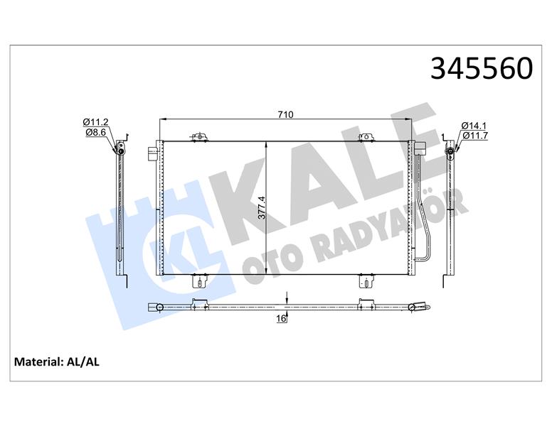 KALE OTO RADYATÖR 345560 İklimlendirme Sistemi Klima Radyatörü - RENAULT MASTER II Panelvan/Van (FD) uyumlu